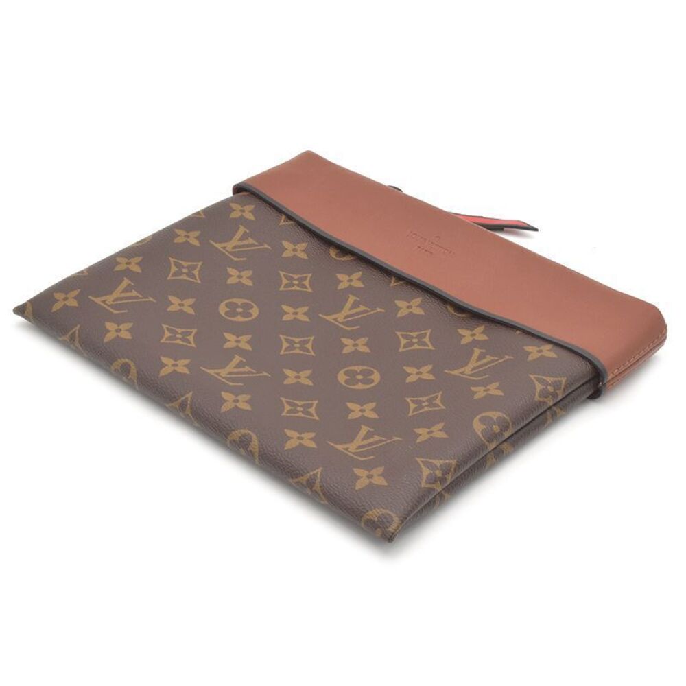 Louis Vuitton Leather Flat Pochette Brown Tuilseau Shoulder Clutch Bag - Picture 3 of 5